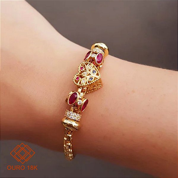 Pulseira Berloques Árvore da Vida Ouro 18k