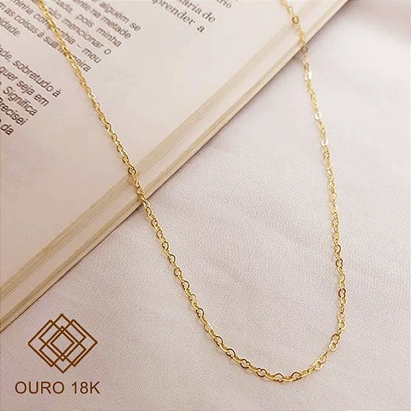 Gargantilha Feminino Malha Corações Ouro 18k - 45cm