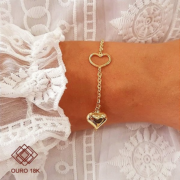 Pulseira Corações Ouro 18k