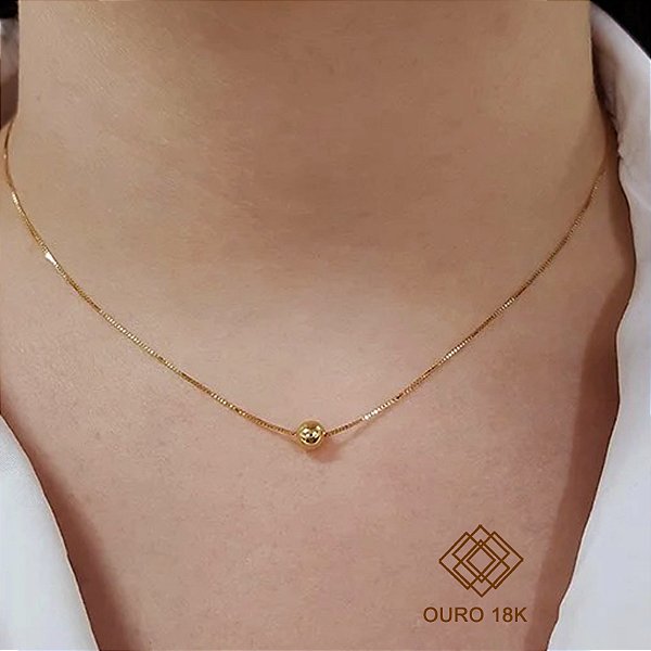 Gargantilha Esfera Ouro 18k