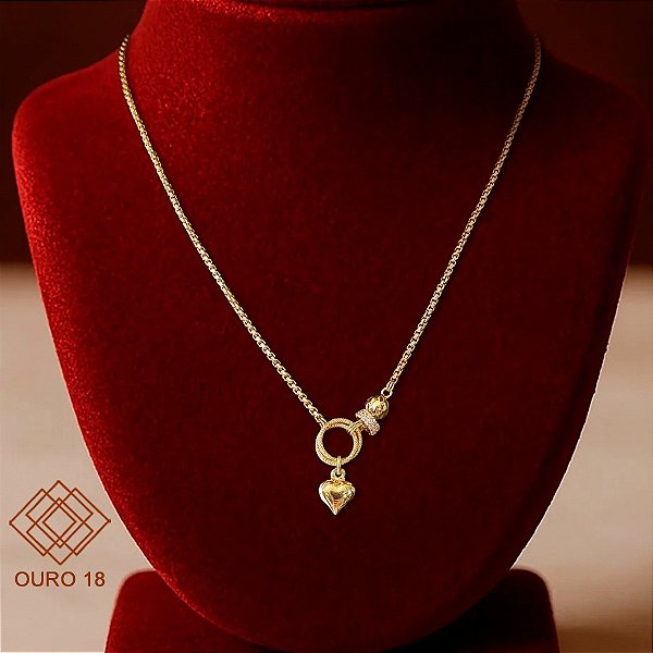 Gargantilha Coração Ouro 18k Zircônias