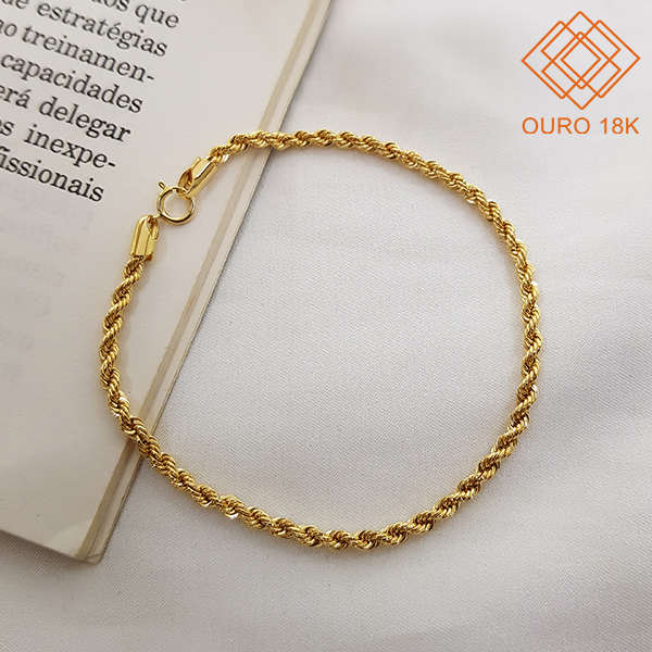 Pulseira Cabo de Aço Ouro 18k