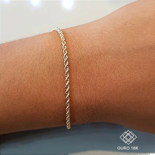 Pulseira Cabo de Aço Ouro 18k