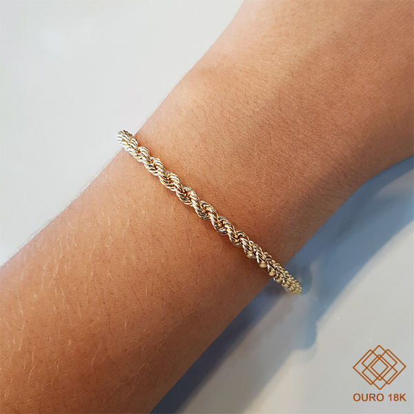 Pulseira Cabo de Aço Ouro 18k
