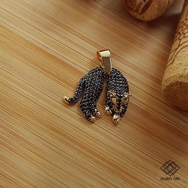 Pingente Pantera Ouro 18k Zircônias