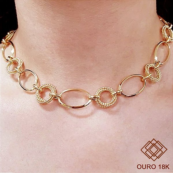 Gargantilha Choker Ouro 18k