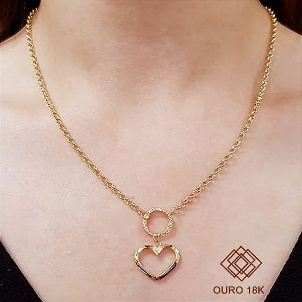 Gargantilha Coração Ouro 18k