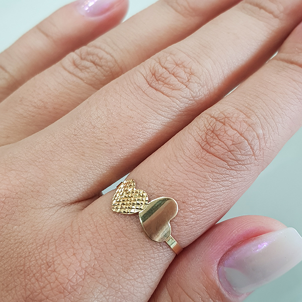 Anel Corações Ouro 18k