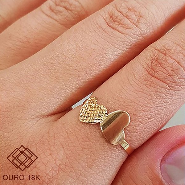 Anel Corações Ouro 18k