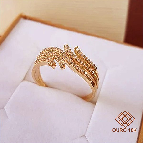Anel Ouro 18k Zircônias