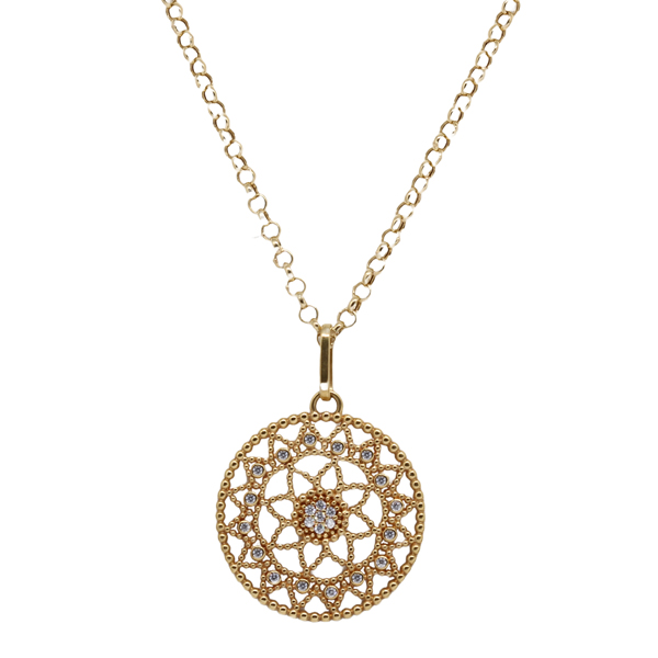 Kit Cordão Ouro 18k + Pingente Mandala Ouro 18k