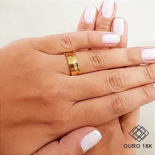 1 Aliança Casamento Ouro 18k Zircônia