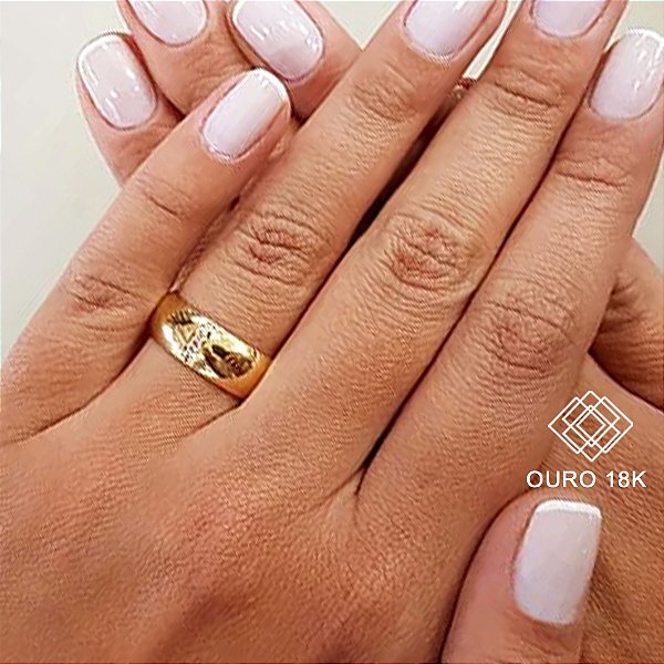 1 Aliança Casamento Ouro 18k Zircônias