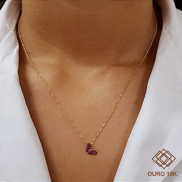 Kit Cordão Ouro 18k + Pingente Borboleta Ouro 18k