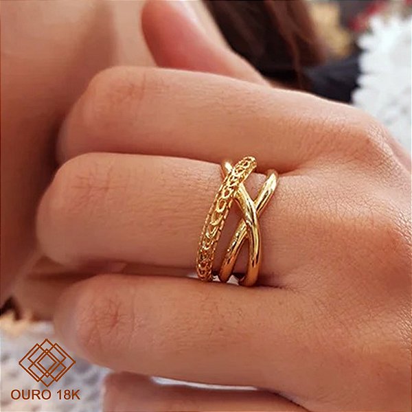 Anel Entrelaçado Filigrana Ouro 18k