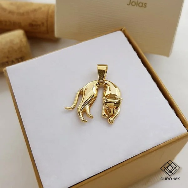 Pingente Pantera Ouro 18k Zircônias