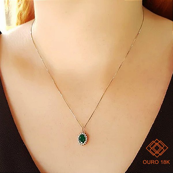 Kit Cordão Ouro Branco 18k + Pingente Chuveiro Ouro 18k