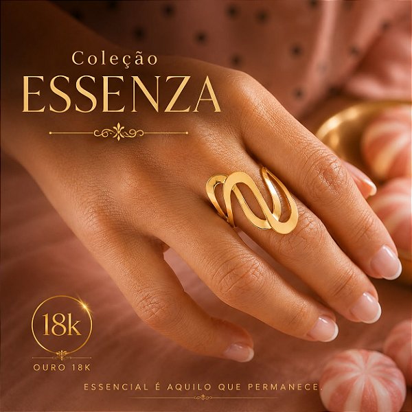 Anel S Ouro 18k - Coleção Essenza