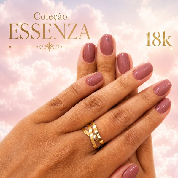 Anel X Ouro 18k - Coleção Essenza