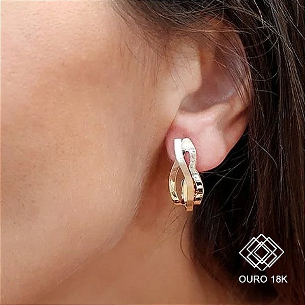 Brinco Meia Argola Ouro 18k