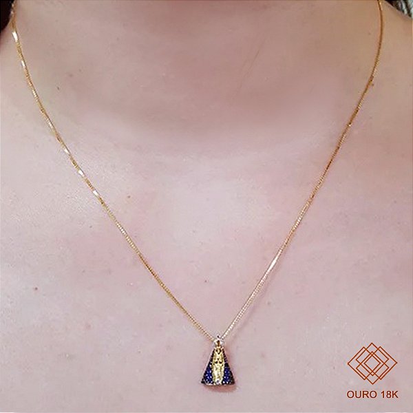 Kit Cordão Ouro 18k + Pingente Nossa Senhora Aparecida Ouro 18k
