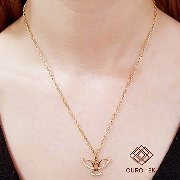 Kit Cordão Ouro 18k + Pingente Espírito Santo Ouro 18k