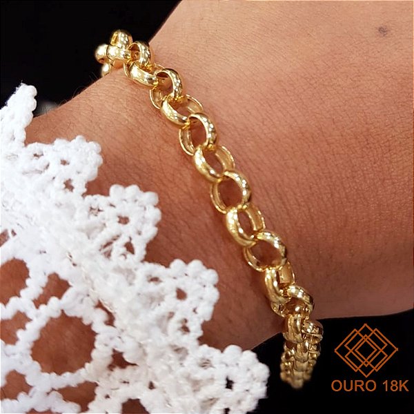 Pulseira Elo Português Oca Ouro 18k