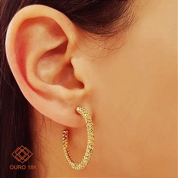 Brinco Diamantado Ouro 18k