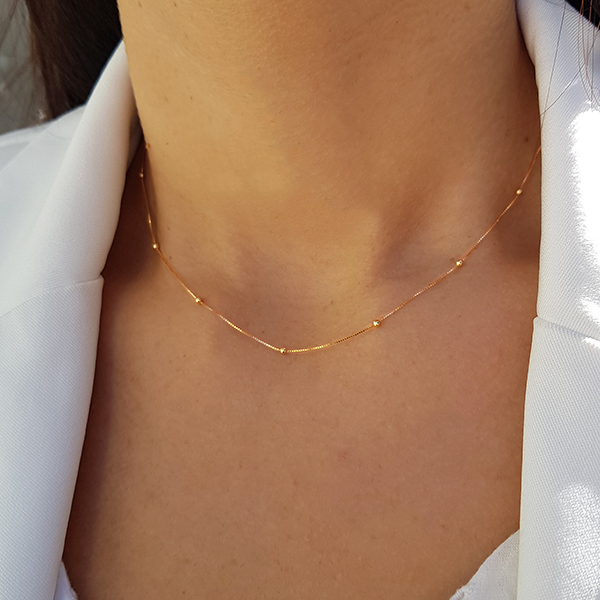 Gargantilha Esferas Ouro 18k - 40cm