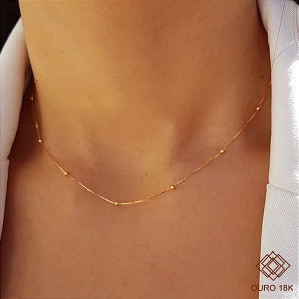 Gargantilha Esferas Ouro 18k - 40cm