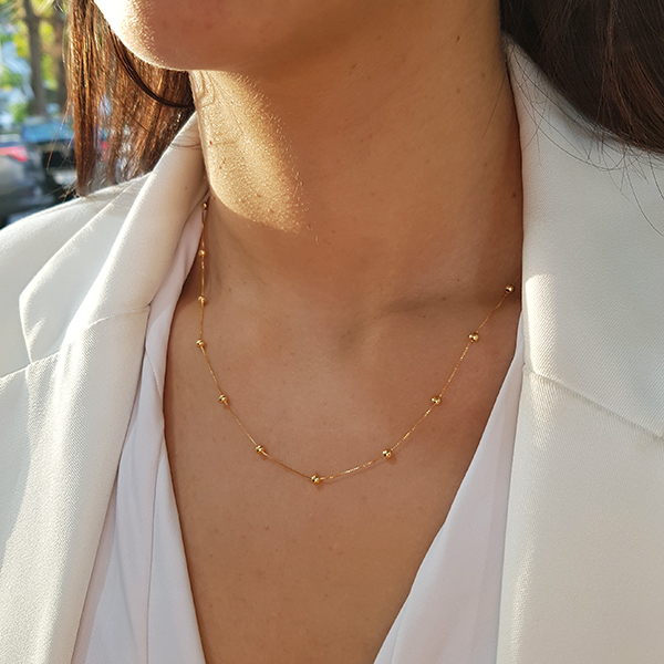 Gargantilha Esferas Ouro 18k - 50cm