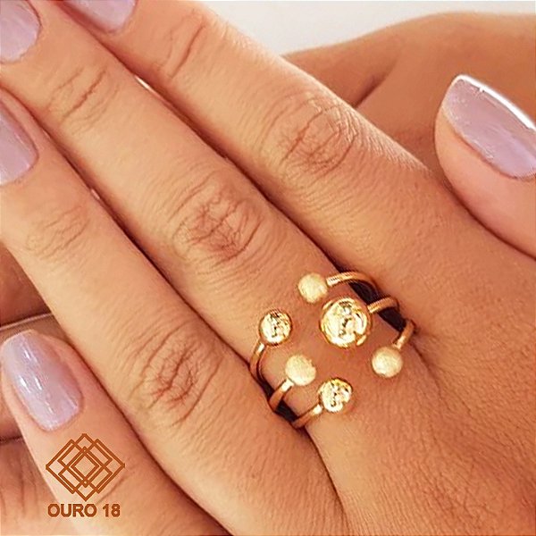 Anel Esferas Ouro 18k