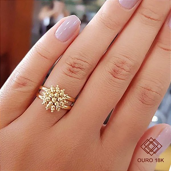 Anel Esferas Ouro 18k