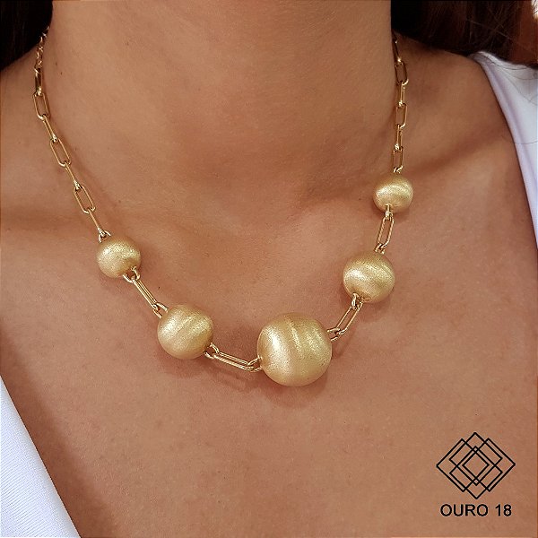 Gargantilha Esferas Ouro 18k