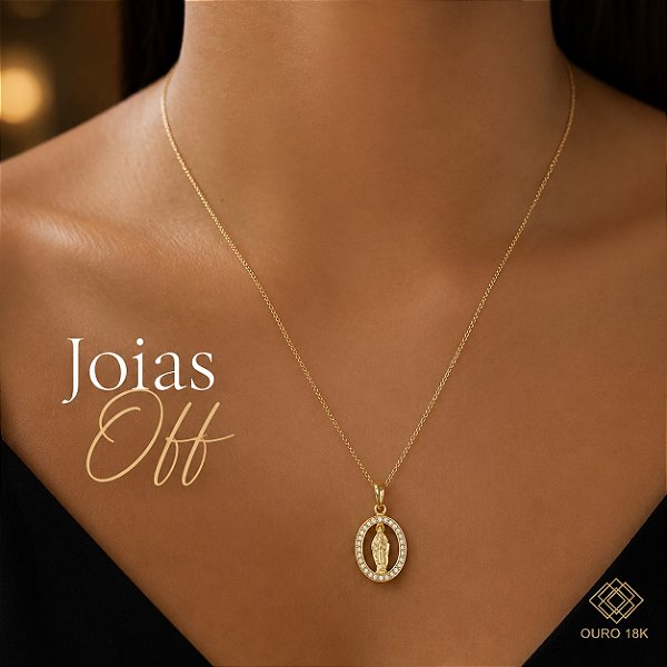 Kit Cordão Ouro 18k + Pingente Nossa Senhora das Graças Ouro 18k