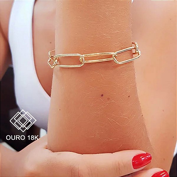 Pulseira Bold Malha Cadeado Ouro 18k