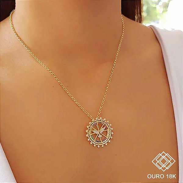 Kit Cordão Ouro 18k + Pingente 7 Dons Espírito Santo Ouro 18k