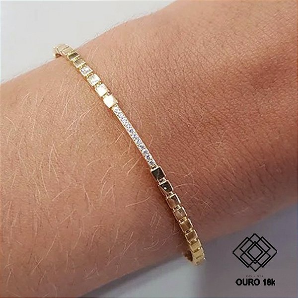 Bracelete Ouro 18k Zircônias
