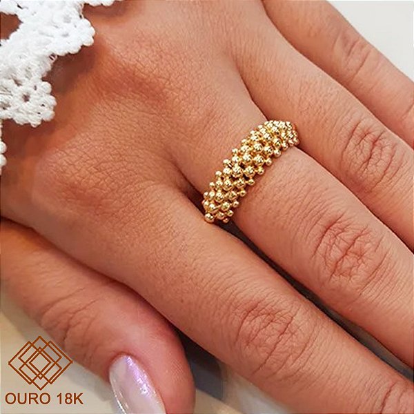 Anel Aparador Esferas Ouro 18k