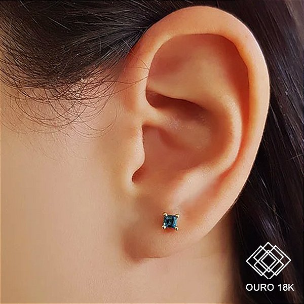 Brinco Segundo Furo Ouro 18k Topázio