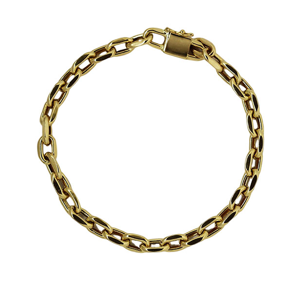 Pulseira Masculina Malha Cadeado Ouro 18k