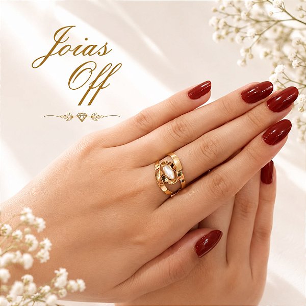 Anel Gold Line Ouro 18k Madrepérola