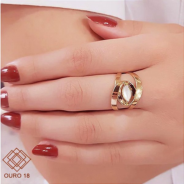 Anel Gold Line Ouro 18k Madrepérola
