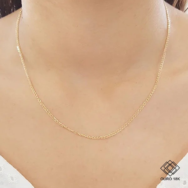 Cordão Malha Groumet Ouro 18k - 45cm