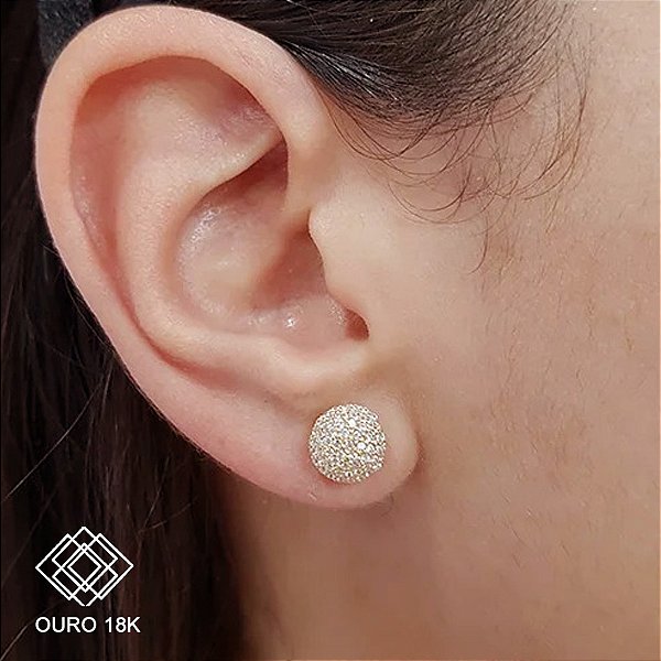 Brinco Chuveiro Ouro 18k Zircônias