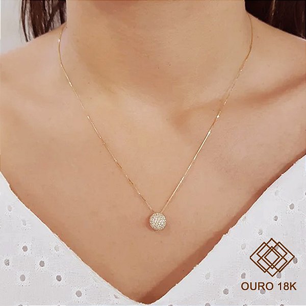 Gargantilha Chuveiro Ouro 18k Zircônias