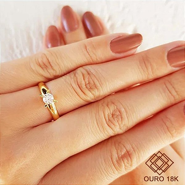 Anel Solitário Ouro 18k - Brilhante Moissanite 30 Pts