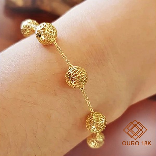 Pulseira Bola Filigrana Ouro 18k
