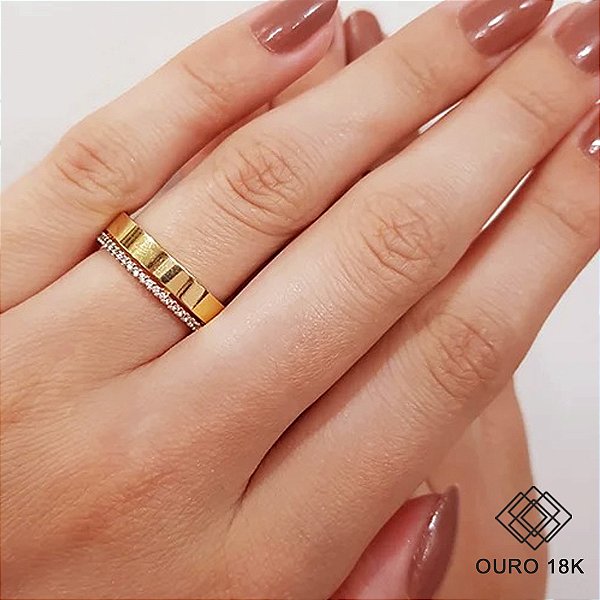 1 Aliança Casamento Ouro 18k Diamante