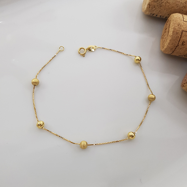 Pulseira Veneziana Esferas Lisas Ouro 18k
